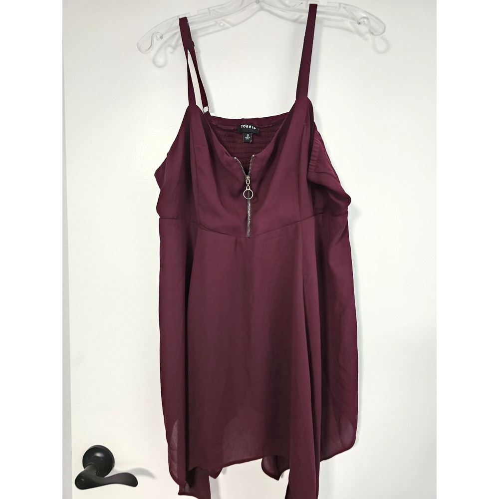 Torrid Cold Shoulder Zip Front Tunic Tank Cami Dress Burgundy Plum Plus Size